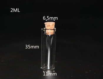 20 τμχ/παρτίδα 1ml 2ml Μικρά χαριτωμένα μίνι πώματα φελλού Γυάλινα μπουκάλια Φιαλίδια Βάζα Δοχεία Ευχής Μπουκάλι Γυάλινο χειροτεχνία Χριστουγεννιάτικα δώρα