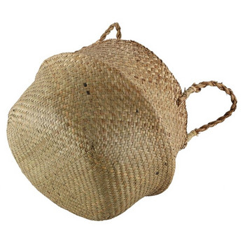 2X плетена кошница от морска трева Ратанова сгъваема висяща саксия плантатор Плетена кошница за мръсно пране Кошница за съхранение L