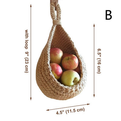 Falra akasztható zöldséges és gyümölcsös kosár szőtt gyümölcskosár konyhai asztalhoz Falra akasztós tárolókosár konyhai rendszerező 1 db