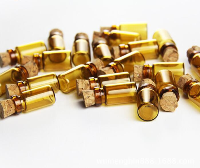 20vnt 1ml 11x22mm Mini rudi stikliniai palinkėjimų buteliukai su kamštiniu plastikiniu kamščiu Tušti stikliniai buteliukai Stiklainiai Mažas pasidaryk vakarėlis dovanų buteliukas