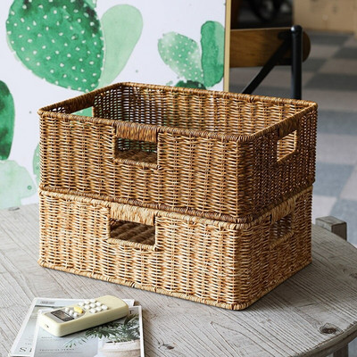 Pinti laikymo krepšelis rotango austi lentynų laikymo krepšelis, sukraunamas lentynų laikymo krepšelis su rankena