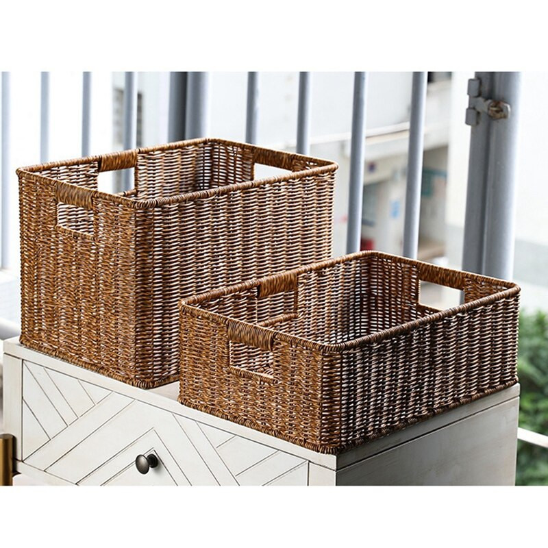 Pinti laikymo krepšelis rotango austi lentynų laikymo krepšelis, sukraunamas lentynų laikymo krepšelis su rankena