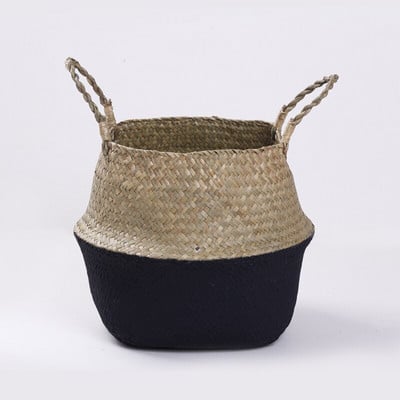 Kézzel készített tengeri moszat fonott kosár Rattan függő virágcserep Virágcserép Piszkos ruhák Piszkos ruhakosár Tárolókosár Otthoni dekoráció