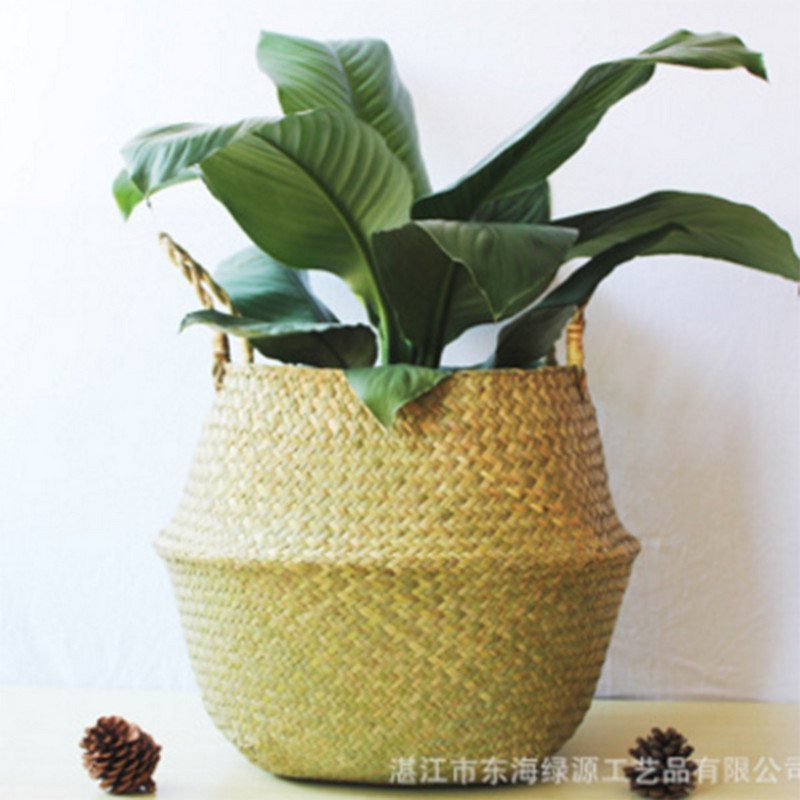 Kézzel készített tengeri moszat fonott kosár Rattan függő virágcserep Virágcserép Piszkos ruhák Piszkos ruhakosár Tárolókosár Otthoni dekoráció