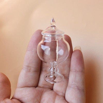 1X 1:12 méretarányú miniatűr babaház üvegdoboz mini kekszek édességtartó barbiknak baba konyha játék Étel Játék Kiegészítők Dekor