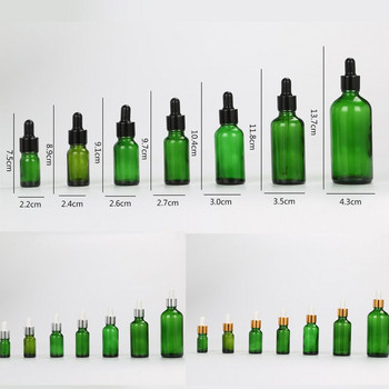 5 τμχ Mix Cap Refillable Dropper Bottle Πράσινο αιθέριο έλαιο Glass Aromatherapy Liquid 5-100ml Σταγόνα για μασάζ Μπουκάλια πιπέτας
