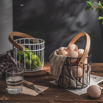 Nordic Iron Кошница с плодове Органайзери за контейнери за плодове Минимализъм Метални купи за съхранение на плодове и зеленчуци Кухненски кошници с яйца Поставка