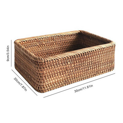 Rankomis austi stačiakampiai rotango pinti krepšeliai vaisių arbatos užkandžiai duona piknikas kosmetikos laikymo dėžutė virtuvės reikmenys buities įrankiai