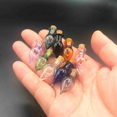 Színes mini üveg palack parfüm nyaklánc medál kívánság Drift palackok parafával Arts üvegek medálok ajándékok fiola dekor 10db
