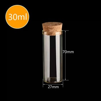 5 τμχ 20/30ml Mini Tube Γυάλινο Μπουκάλι Φιαλίδια Μικροσκοπικά διαφανή μίνι γυάλινα μπουκάλια με πώμα από φελλούς DIY Χειροποίητο μπουκάλι ευχών για διακόσμηση