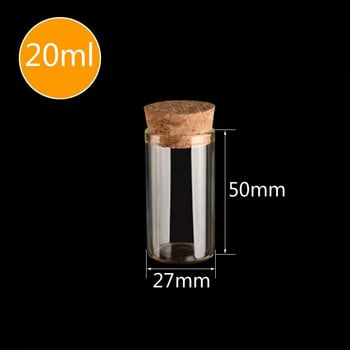 5 τμχ 20/30ml Mini Tube Γυάλινο Μπουκάλι Φιαλίδια Μικροσκοπικά διαφανή μίνι γυάλινα μπουκάλια με πώμα από φελλούς DIY Χειροποίητο μπουκάλι ευχών για διακόσμηση