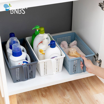 BNBS Kitchen Storage Basket Makeup Bathroom Organizer Desktop Sundries Basket for Cosmetic Plastic with Handle Storage Container