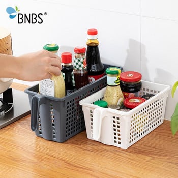 BNBS Kitchen Storage Basket Makeup Bathroom Organizer Desktop Sundries Basket for Cosmetic Plastic with Handle Storage Container