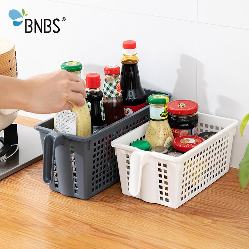 BNBS Kitchen Storage Sminkkosár Fürdőszoba Szervező Asztali egyéb kosár kozmetikai műanyagokhoz fogantyús tárolótartály