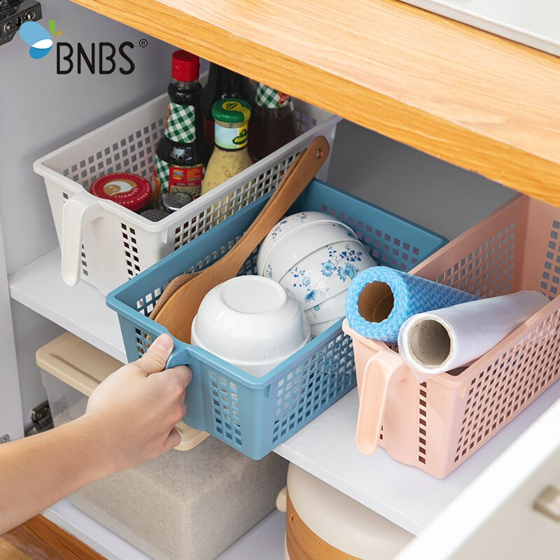 BNBS Kitchen Storage Sminkkosár Fürdőszoba Szervező Asztali egyéb kosár kozmetikai műanyagokhoz fogantyús tárolótartály