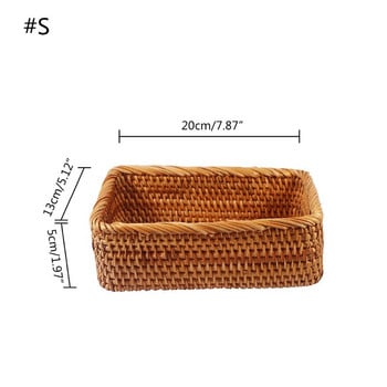 Правоъгълна ръчно плетена кошница от ратан Съхранение на бонбони Поднос за пикник Храна Съдове за хляб