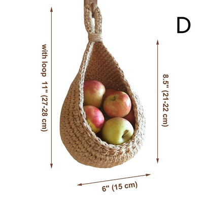 Висяща на стена кошница за зеленчуци и плодове Естествена плетена кошница с плодове Кухненска маса Висяща на стена кошница за съхранение Сух рафт