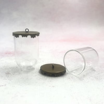 5 vnt. / siunta 38x25 mm varpelio stiklainiai vamzdžio formos stiklinis gaublys burbulas su 7 spalvų pagrindo stiklu noro buteliuko karoliai stiklo dangtelis kupolo dangtelis