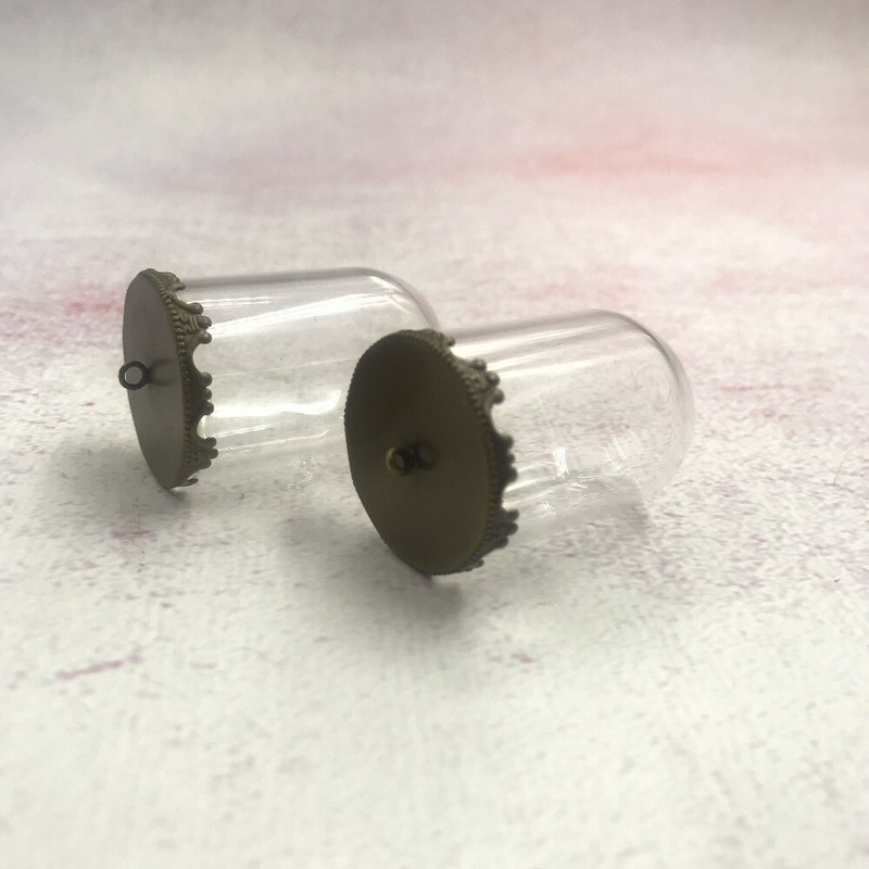 5 vnt. / siunta 38x25 mm varpelio stiklainiai vamzdžio formos stiklinis gaublys burbulas su 7 spalvų pagrindo stiklu noro buteliuko karoliai stiklo dangtelis kupolo dangtelis