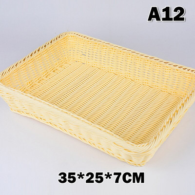 Rattan téglalap alakú kosár bevásárlókosár, szőtt asztali gyümölcskosár