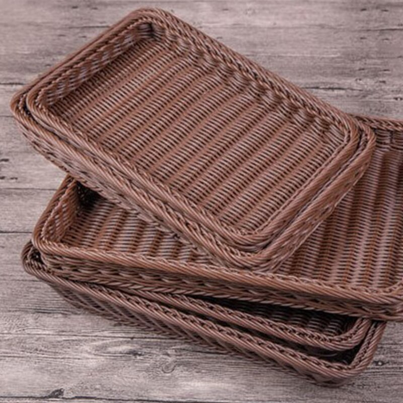 Rattan téglalap alakú kosár bevásárlókosár, szőtt asztali gyümölcskosár