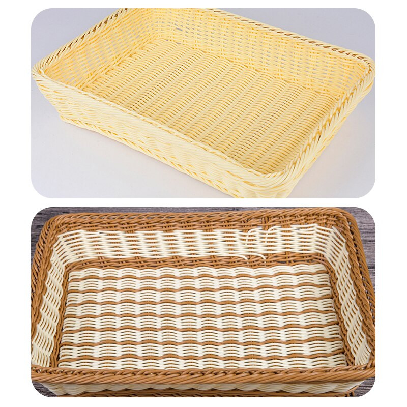 Rattan téglalap alakú kosár bevásárlókosár, szőtt asztali gyümölcskosár