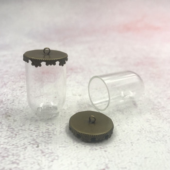 5 τμχ/παρτίδα βάζα καμπάνας 30x20mm σε σχήμα σωλήνα γυάλινη σφαίρα φυσαλίδα με 7 χρώματα βάσης γυαλί ευχών μπουκάλι κολιέ γυάλινο κάλυμμα θόλου