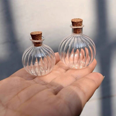 3X Creative Clear Stripe Stiklinė Vaza Palinkėjimų Buteliukas Laimingas Buteliukas su Kamštiniais papuošalų Indeliais Gaminamos dovanos su lėlių nameliu