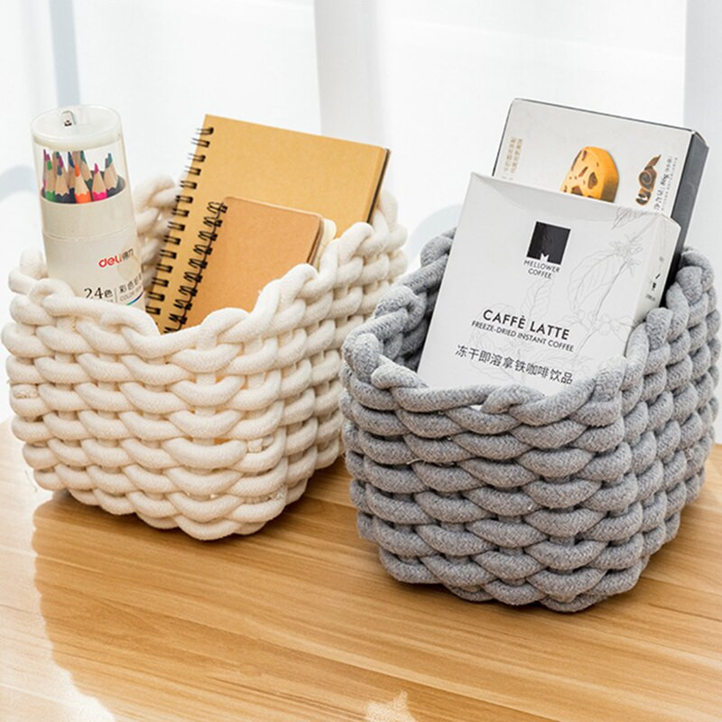 Medvilninių virvių laikymo krepšelis Rankų darbo stalinio kompiuterio laikymo dėžutė įvairiems daiktams Žaisliniai apatiniai Organizatorius Audinys Drabužių skalbinių krepšelis