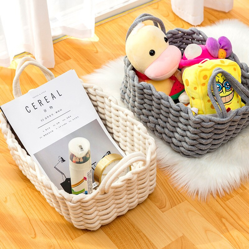 Medvilninių virvių laikymo krepšelis Rankų darbo stalinio kompiuterio laikymo dėžutė įvairiems daiktams Žaisliniai apatiniai Organizatorius Audinys Drabužių skalbinių krepšelis