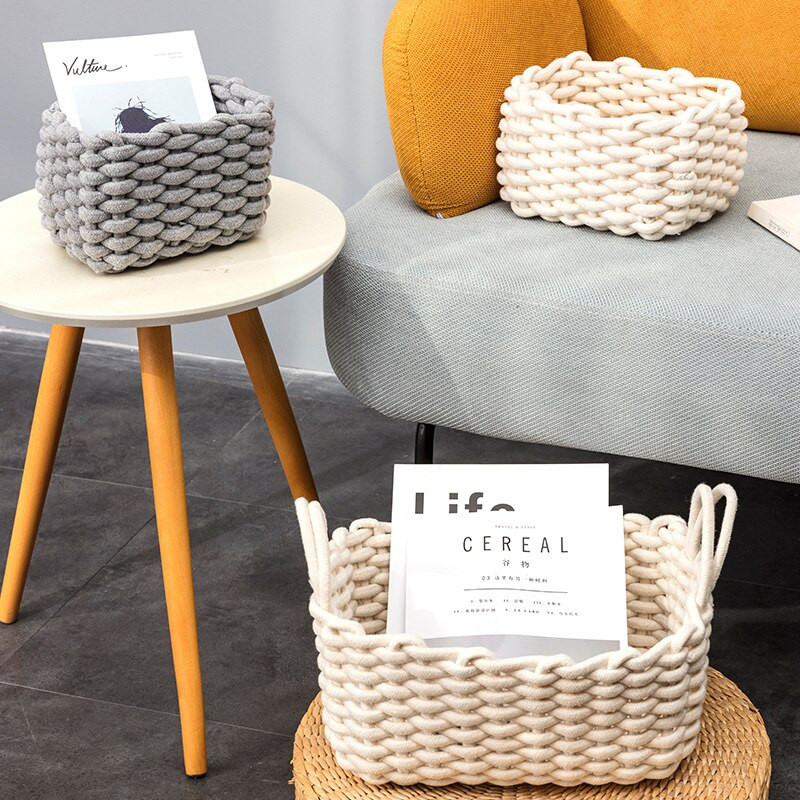 Medvilninių virvių laikymo krepšelis Rankų darbo stalinio kompiuterio laikymo dėžutė įvairiems daiktams Žaisliniai apatiniai Organizatorius Audinys Drabužių skalbinių krepšelis