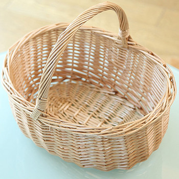 Ръчно тъкана чанта за пикник Кошница за подаръци Плетена кошница за съхранение Вътрешна кошница за спално бельо за използване за съхранение Размер S (основен цвят червен кариран плат