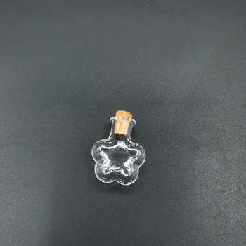 Μίνι σχήμα λουλουδιού μικροσκοπικό πώμα από φελλό γυαλί ευχών μπουκάλι άρωμα αιθέριο έλαιο φιαλίδιο κρεμαστό κολιέ διακόσμηση γάμου 10 τμχ