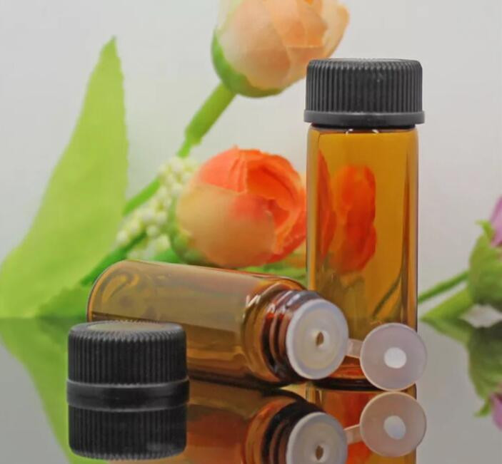 15 DB 4 ml-es Mini borostyánsárga üvegpalack, üres illóolajos palackhoz Üvegpalackok olajos parfüm olajos üveghez Mini újratölthető palack