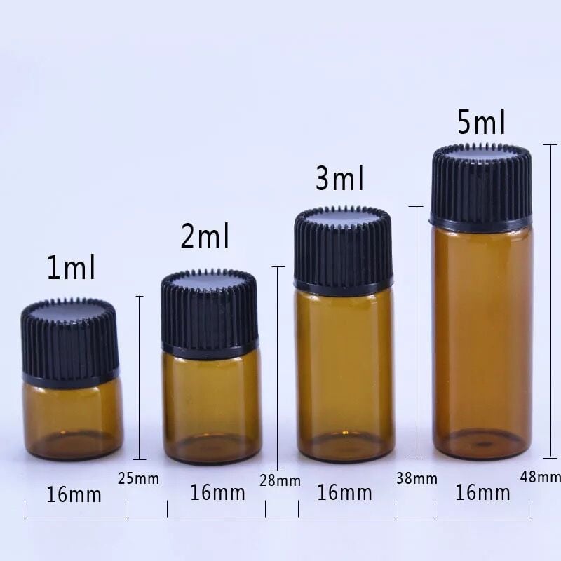 15 DB 4 ml-es Mini borostyánsárga üvegpalack, üres illóolajos palackhoz Üvegpalackok olajos parfüm olajos üveghez Mini újratölthető palack