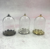 5db/tétel 35x25mm Átlátszó üreges üvegcső bronz/arany/ezüst alap gyöngyökkel kupakkészlet üveg fiolák függő üvegüveg lelet