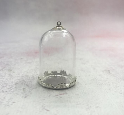 5db/tétel 35x25mm Átlátszó üreges üvegcső bronz/arany/ezüst alap gyöngyökkel kupakkészlet üveg fiolák függő üvegüveg lelet