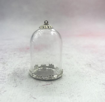 5db/tétel 35x25mm Átlátszó üreges üvegcső bronz/arany/ezüst alap gyöngyökkel kupakkészlet üveg fiolák függő üvegüveg lelet