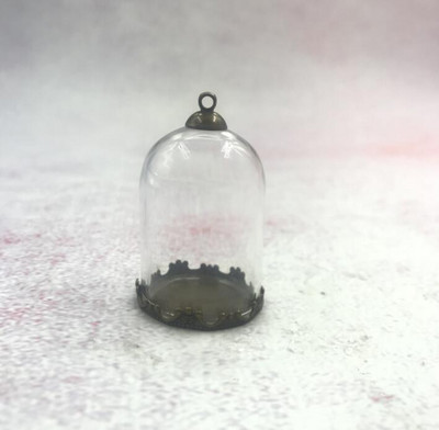 5db/tétel 35x25mm Átlátszó üreges üvegcső bronz/arany/ezüst alap gyöngyökkel kupakkészlet üveg fiolák függő üvegüveg lelet