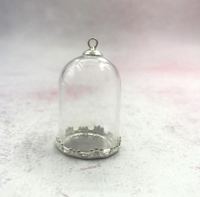 5db/tétel 35x25mm Átlátszó üreges üvegcső bronz/arany/ezüst alap gyöngyökkel kupakkészlet üveg fiolák függő üvegüveg lelet