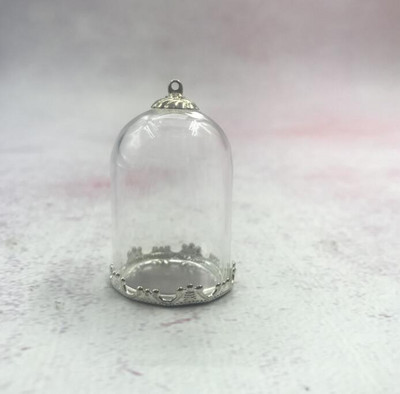 5db/tétel 35x25mm Átlátszó üreges üvegcső bronz/arany/ezüst alap gyöngyökkel kupakkészlet üveg fiolák függő üvegüveg lelet