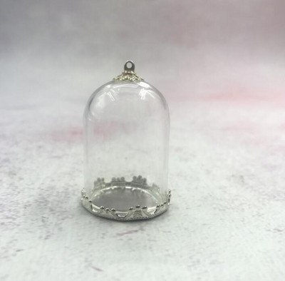 5db/tétel 35x25mm Átlátszó üreges üvegcső bronz/arany/ezüst alap gyöngyökkel kupakkészlet üveg fiolák függő üvegüveg lelet