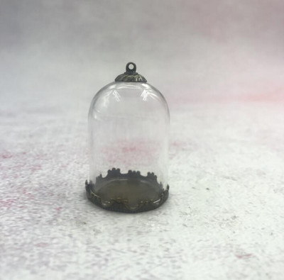 5db/tétel 35x25mm Átlátszó üreges üvegcső bronz/arany/ezüst alap gyöngyökkel kupakkészlet üveg fiolák függő üvegüveg lelet