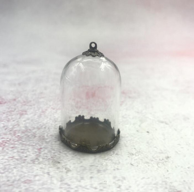 5db/tétel 35x25mm Átlátszó üreges üvegcső bronz/arany/ezüst alap gyöngyökkel kupakkészlet üveg fiolák függő üvegüveg lelet