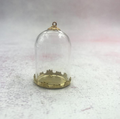 5db/tétel 35x25mm Átlátszó üreges üvegcső bronz/arany/ezüst alap gyöngyökkel kupakkészlet üveg fiolák függő üvegüveg lelet