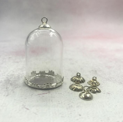 5db/tétel 35x25mm Átlátszó üreges üvegcső bronz/arany/ezüst alap gyöngyökkel kupakkészlet üveg fiolák függő üvegüveg lelet