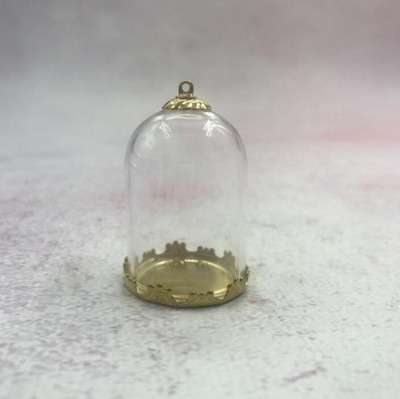 5db/tétel 35x25mm Átlátszó üreges üvegcső bronz/arany/ezüst alap gyöngyökkel kupakkészlet üveg fiolák függő üvegüveg lelet