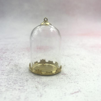 5db/tétel 35x25mm Átlátszó üreges üvegcső bronz/arany/ezüst alap gyöngyökkel kupakkészlet üveg fiolák függő üvegüveg lelet