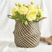 Többfunkciós tárolókosarak Kézzel készített szalmakötés Virágültető cserép Otthoni Kert Hasos kosár Összecsukható Szervező