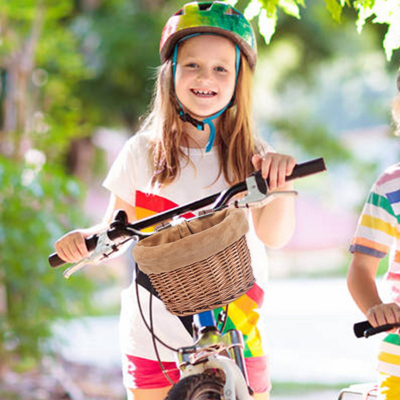 Vaikiški senoviniai rotango dviračių krepšeliai 16 colių dviračių balansas automobilių krepšeliai dviračių paspirtukas krepšelis vaikams dviračių krepšelis plastikinė rankinė
